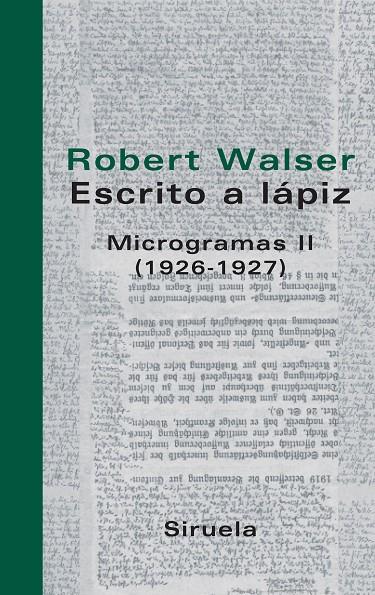 Escrito a lápiz II | 9788498410044 | Robert Walser