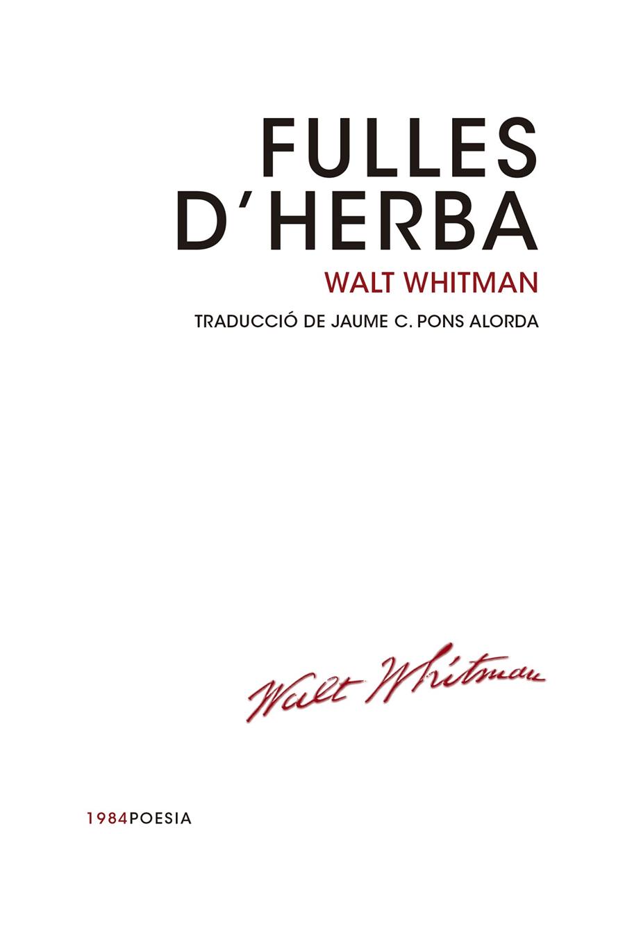 Fulles d Herba | 9788415835301 | Walt Whitman